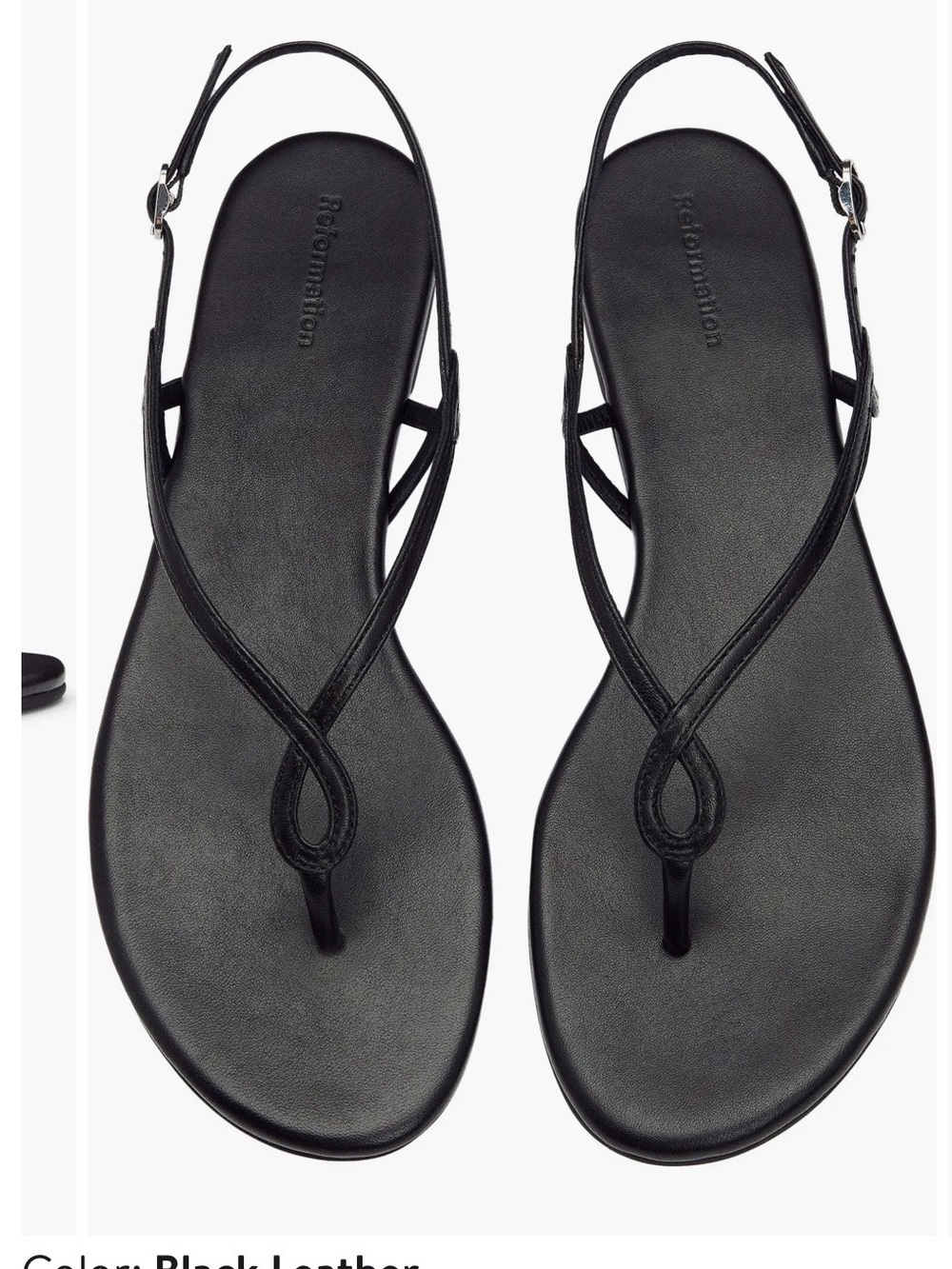 Reformation Black Leather Strappy Slingback Sandals